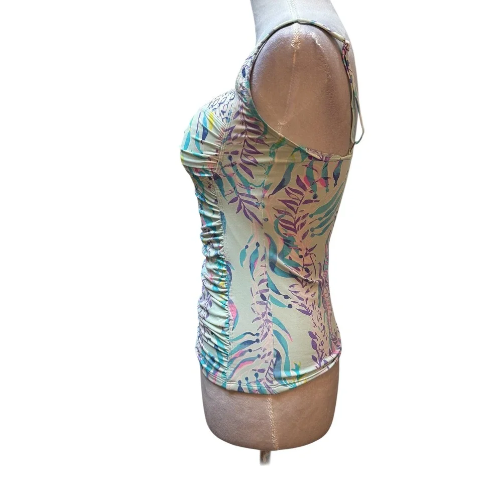 Lilly Pulitzer Seahorse Print Ruched Tankini Top Blue Pink‎ Green Size 4